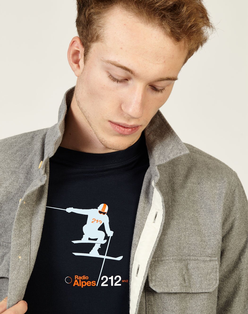T-Lab Radio Alpes mens long sleeve t-shirt closeup