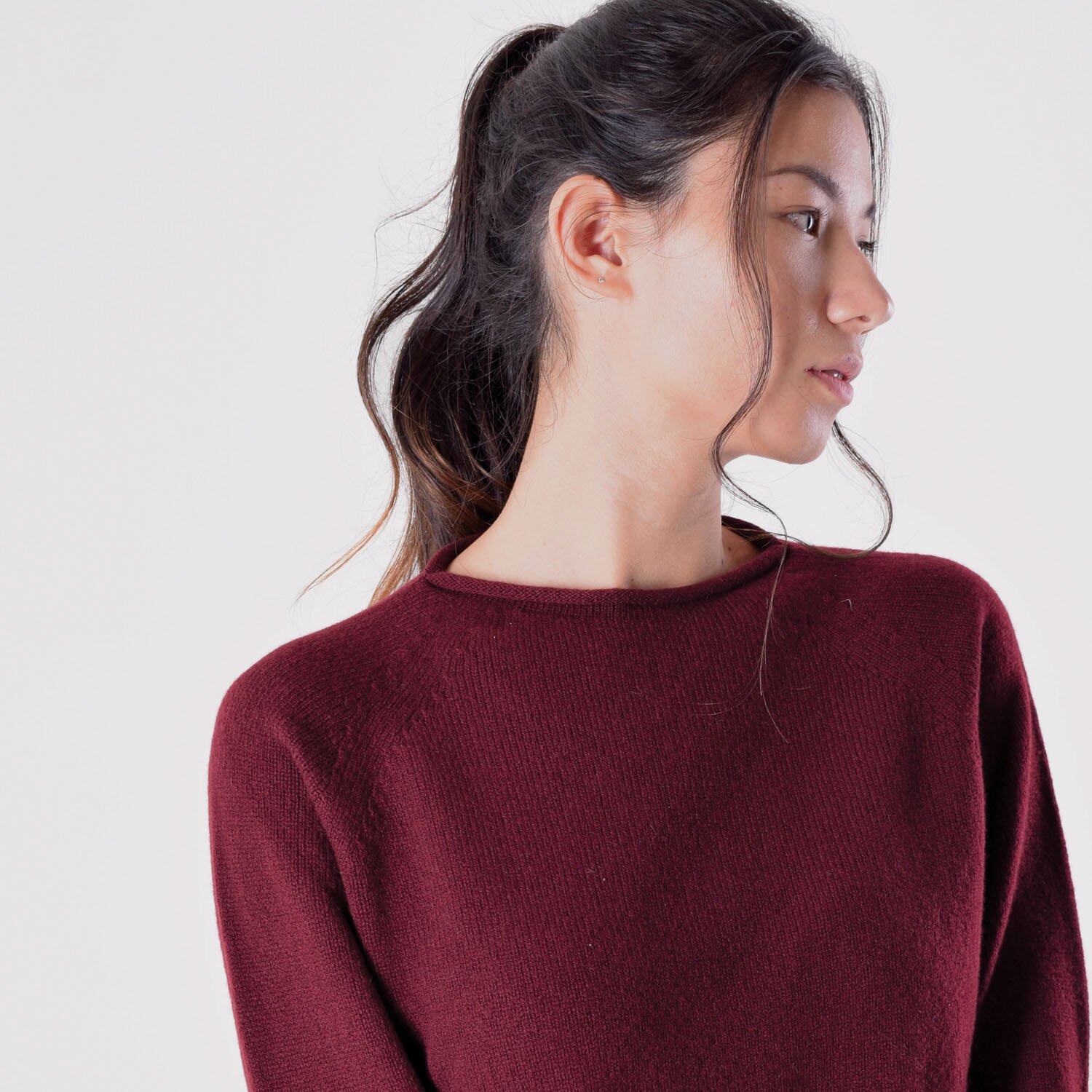 T-lab Lara womens knitwear model closeup T-lab Lara womens knitwear model closeup