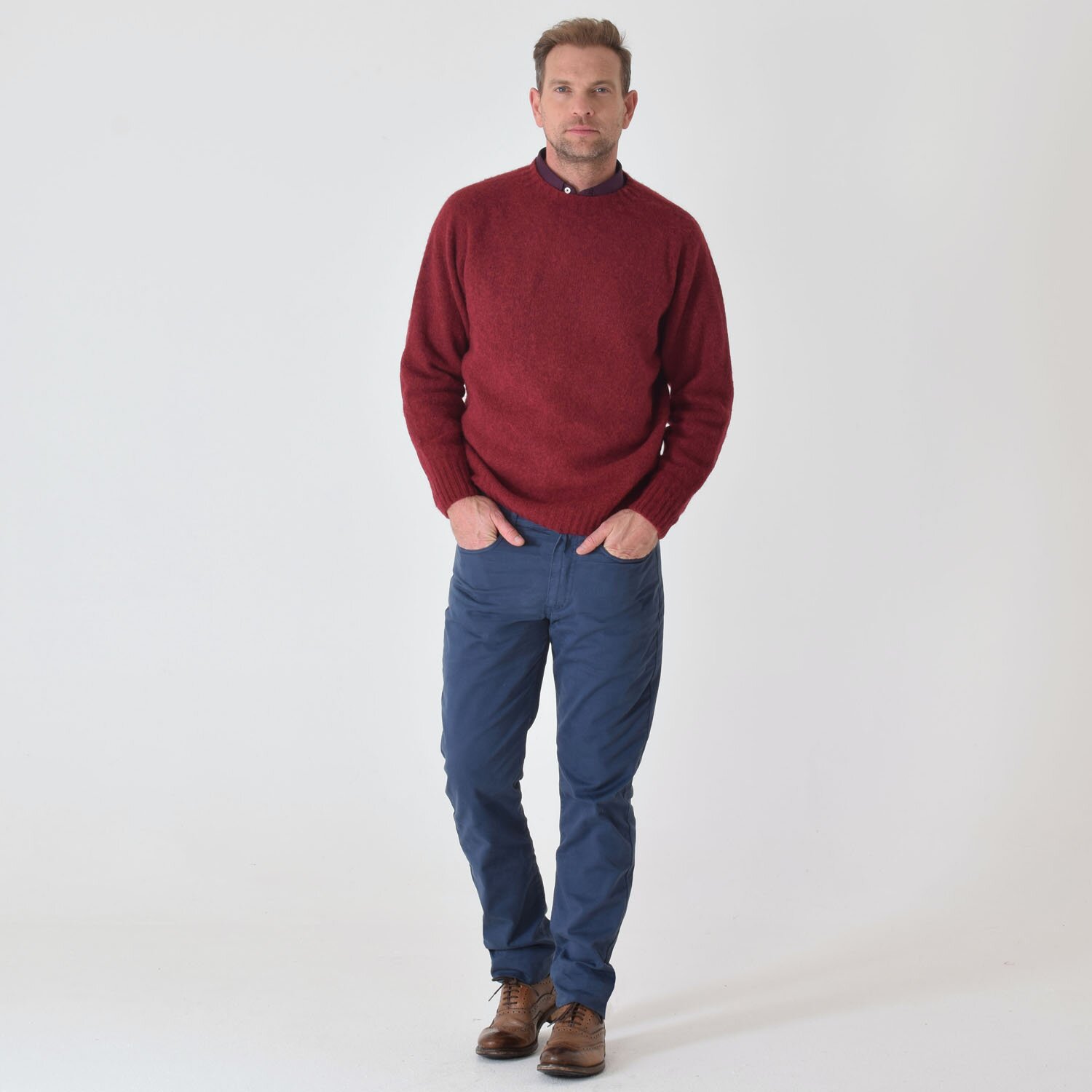 T-lab-coll-brushed -red mens-knitwear-model T-lab-coll-brushed -red mens-knitwear