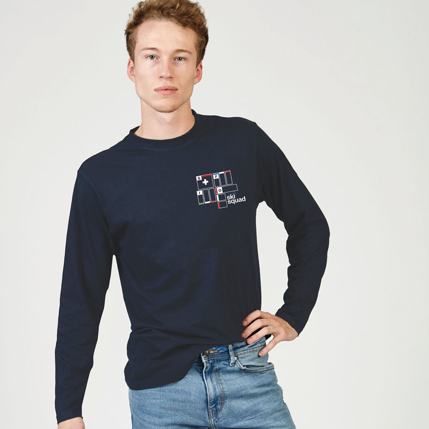 T-Lab Ski Squad mens LS t-shirt navy cropped T-Lab Ski Squad mens LS t-shirt navy cropped