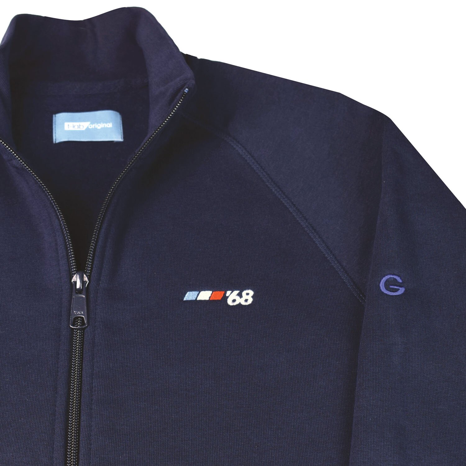 T-lab Grenoble '68 mens zipped sweat navy detail T-lab Grenoble '68 mens zipped sweat navy detail2