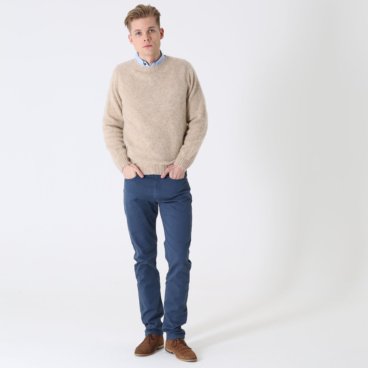 T-lab Coll mens knitwear brushed sand model3 T-lab Coll mens knitwear brushed sand