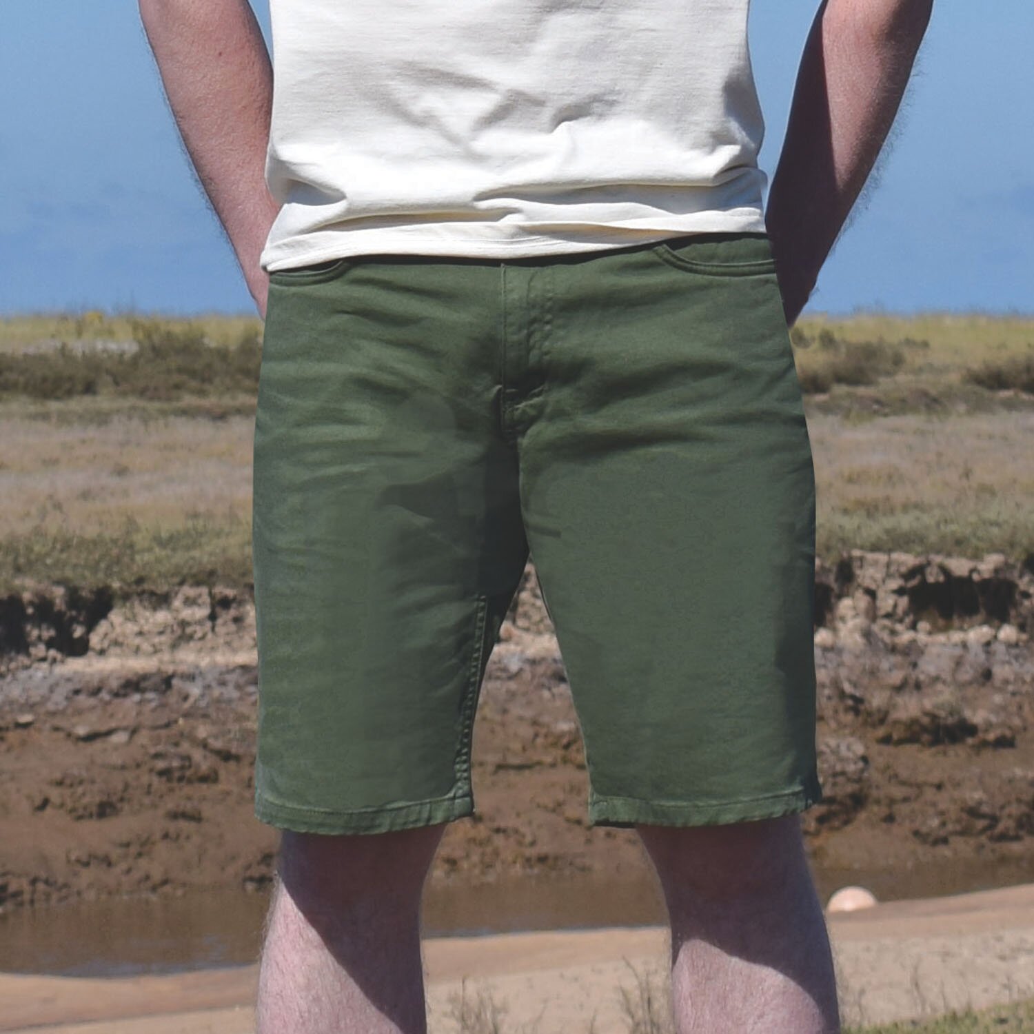 T-lab Faro mens jeans olive model crop
