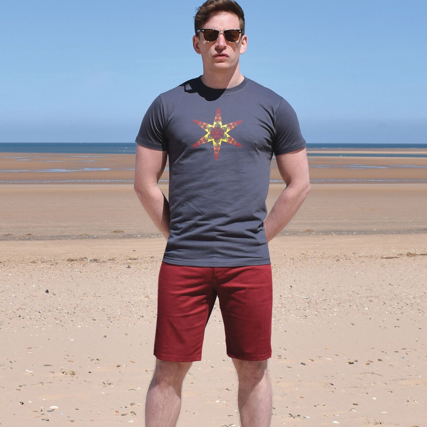 T-lab Faro mens shorts burgundy model square
