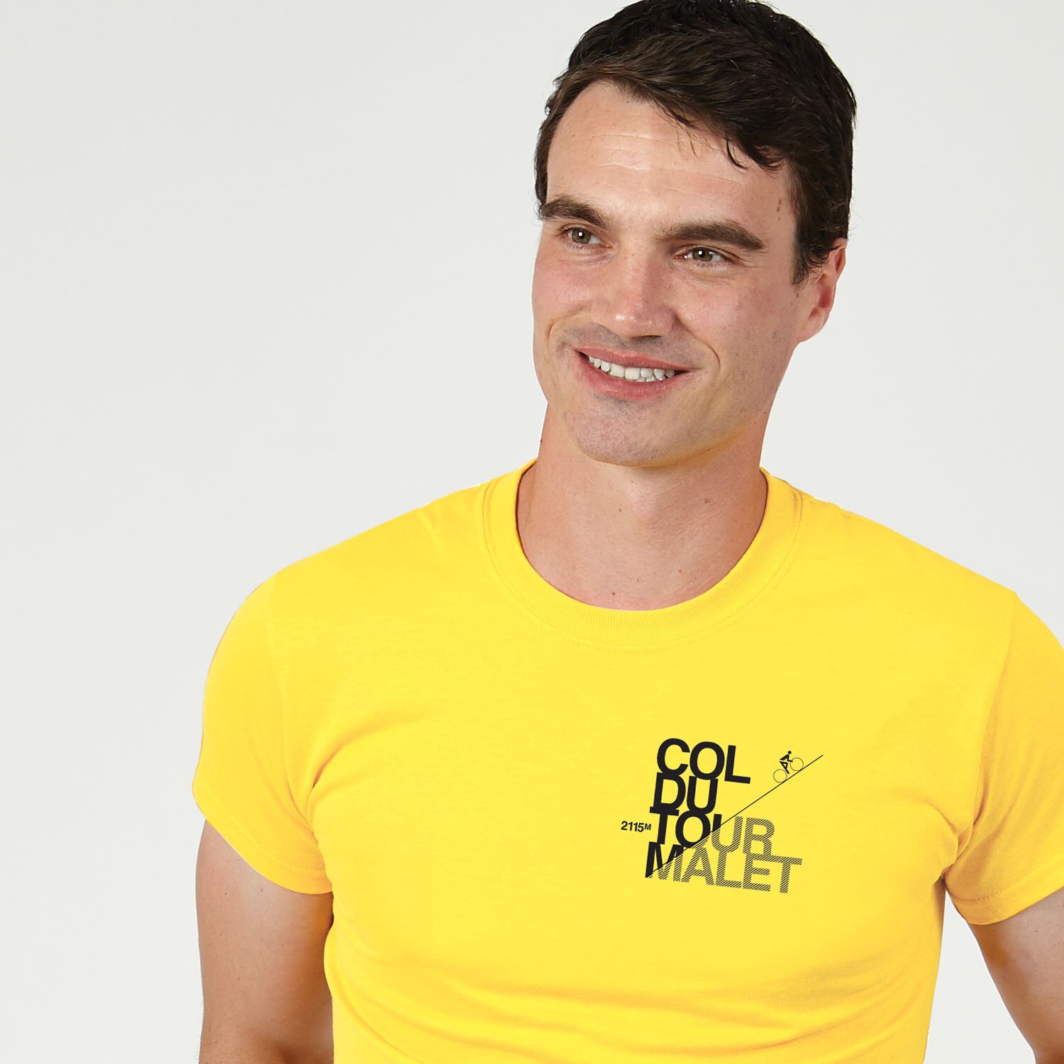 T-lab Tourmalet mens t-shirt yellow model square T-lab Tourmalet mens t-shirt yellow model square