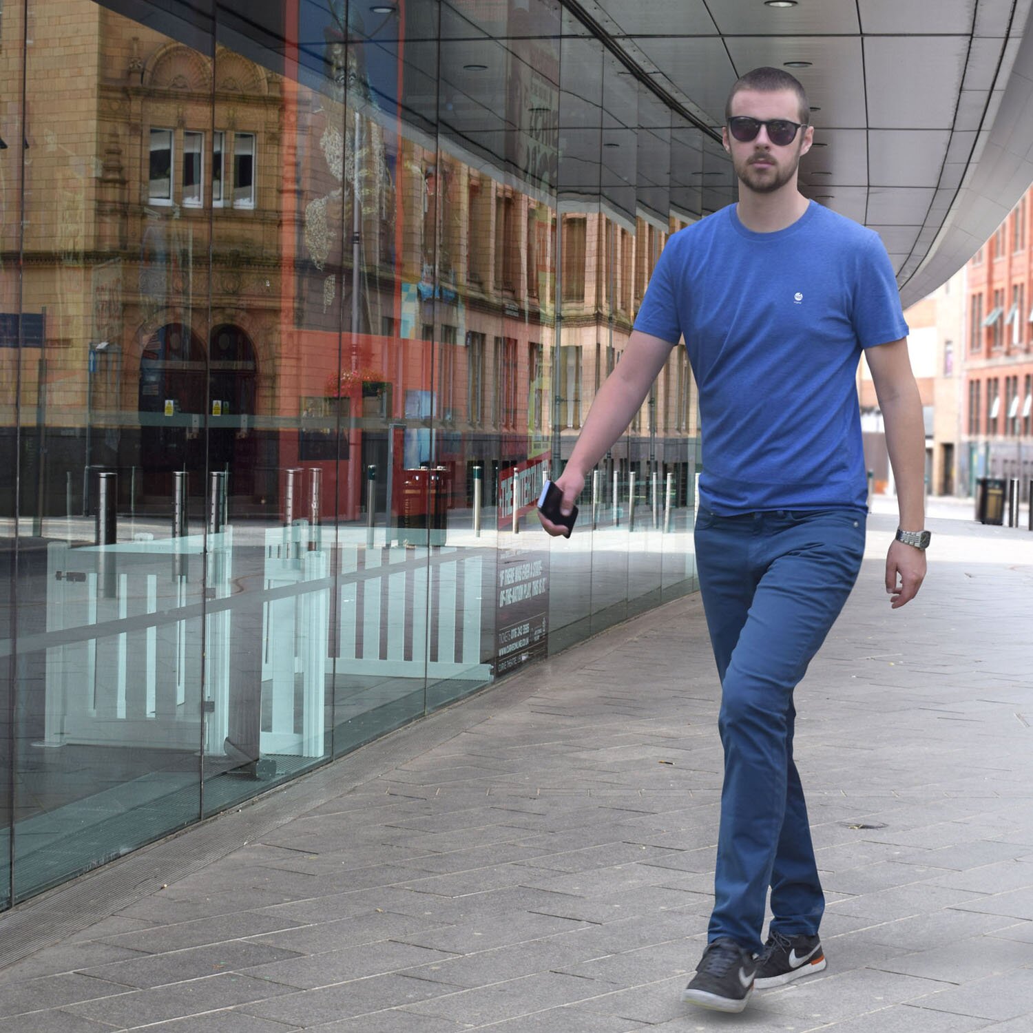 T-lab MiO mens blue heather t-shirt square