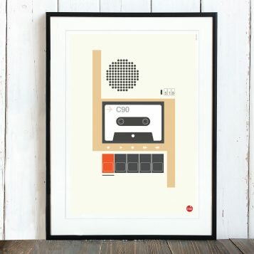 T-lab-C90-cassette-A3-poster-framed