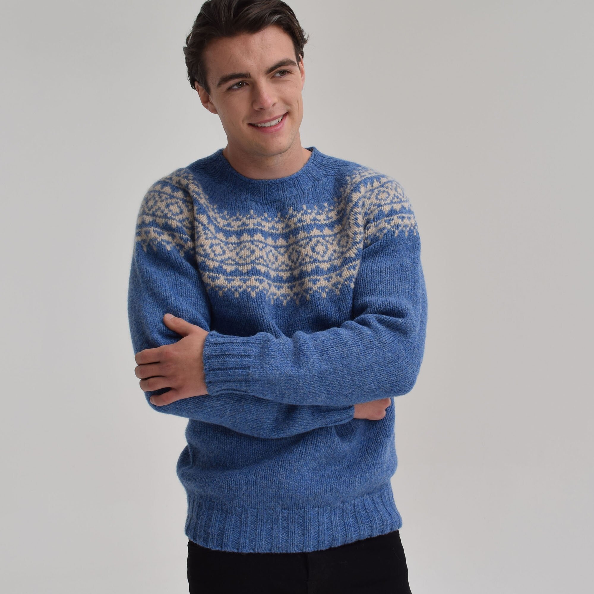 T-lab-Allaster-mens-fair-isle-sweater-model