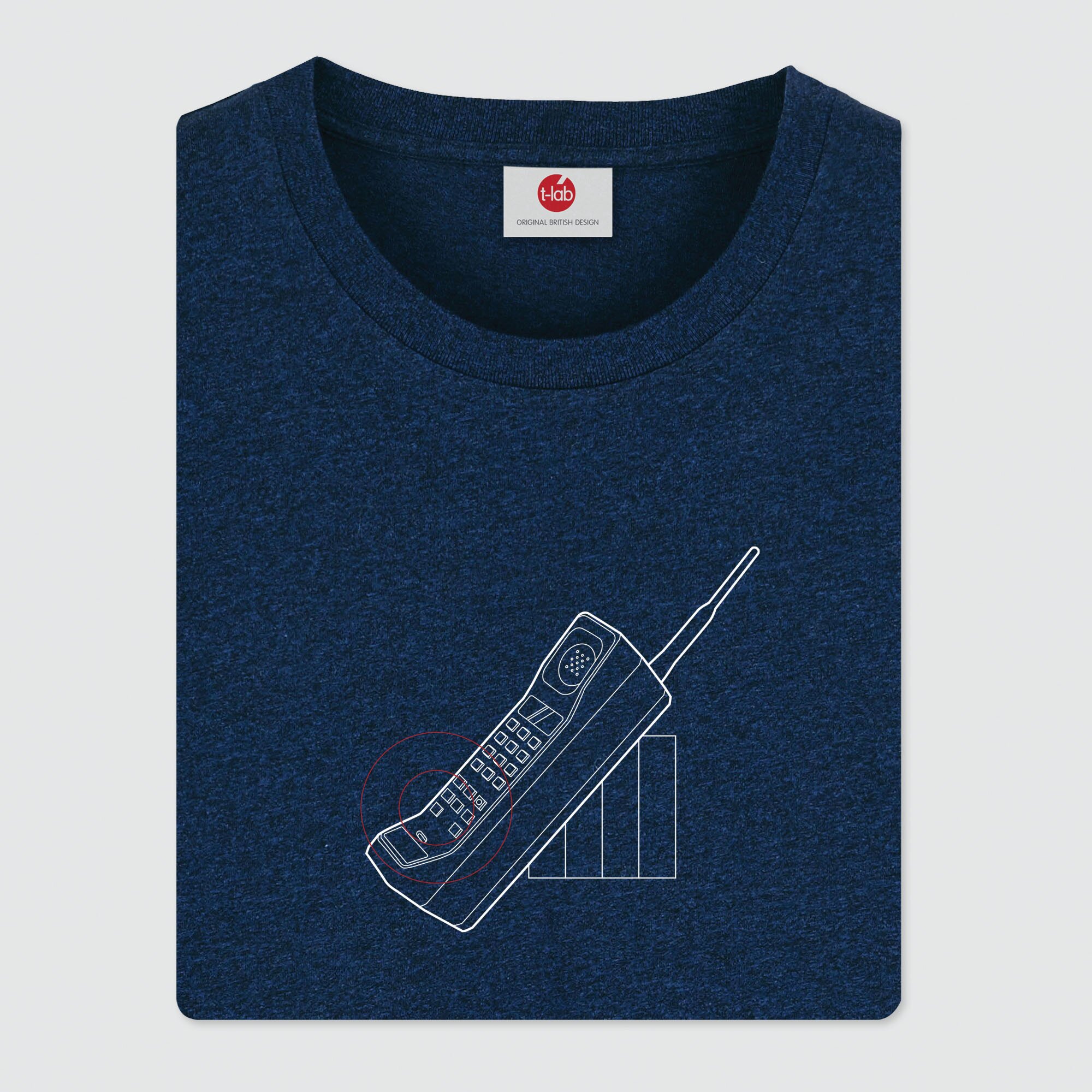 T-lab-HandHeld-mens-retro-t-shirt-navy-fold